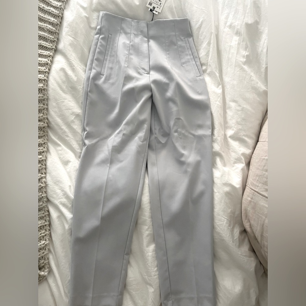 Zara High Waisted Trouser in Baby Blue NWT